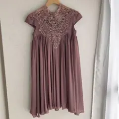 GIRLパーティ ドレス 半袖 ミニワンピース レース シフォンダ スティピンク