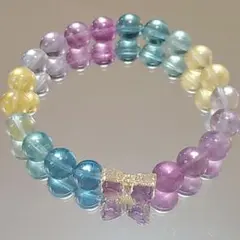 フローライト アミュレットカラー  蝶々 デザイン ブレスレット金色  銀色