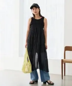 Kastane カスタネ シアーシャーリングワンピースSET ブラック