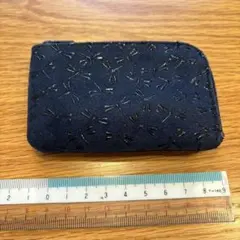 甲州印伝　印傳屋　蜻蛉とんぼ柄　小銭入れ　ネイビー