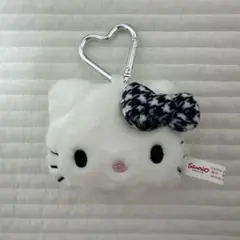 ハローキティ フェイス型マスコットキーホルダー　千鳥柄