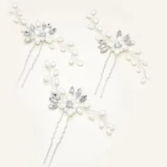 【即日～翌日発送】パールヘアピン３本set　結婚式　お呼ばれ　*a16