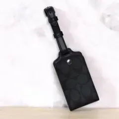 COACH 黒 レザー キークロシェット パスケース キーホルダー シグネチャー