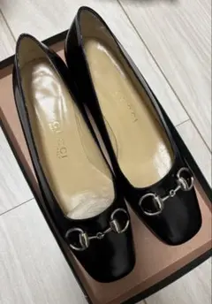 【GUCCI】ホースビット レザーパンプス 37C 黒 イタリア製 グッチ