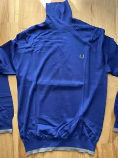 FRED PERRY 青 タートルネック ハイゲージ ニットM