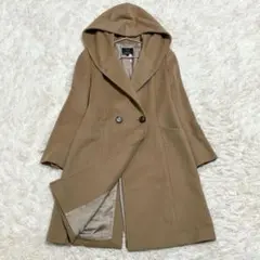 23区 ロングコート フーデットコート ダブル アンゴラ ウール キャメル M