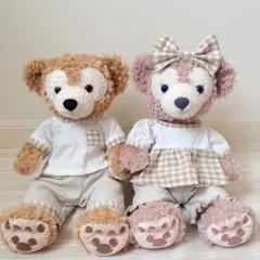 ダッフィー＆シェリーメイ Sサイズ コスチューム ペア ハンドメイド ナチュラルのサムネイル