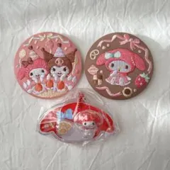 マイメロ　刺繍缶バッチ　パッケージチャーム