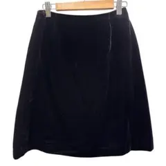 カルバンクライン　シルク100% ベロア 膝丈スカート　パープル　光沢感