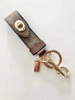 《COACH》レザー キーホルダー ・ブラウン ゴールド