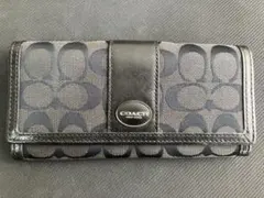 【フォロー割実施中！】 COACH ロゴパターン 長財布 ブラック/グレー