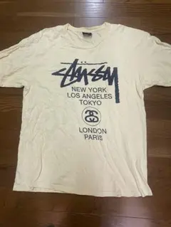 Stüssy ワールドツアー Tシャツ L クリームイエロー　レアカラー