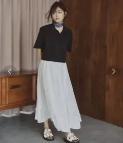 ミラオーウェン　短丈スキッパーポロニット×スカート　セットアップ