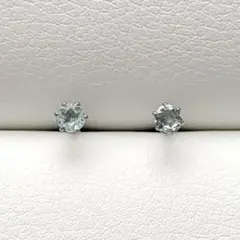 アクアマリン　ひと粒ピアス　3ミリ　ステンレス　シルバー　天然石　*2433