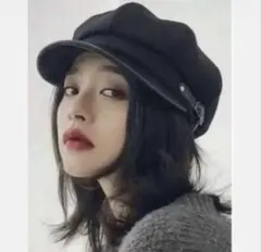 キャスケット・ブラック・フリーサイズ・サイズ調節可能・秋冬に！