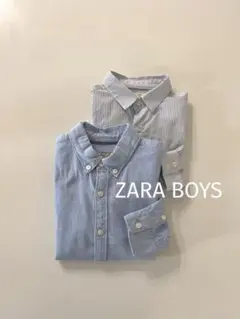 美品ZARABOYSザラキッズ長袖シャツ2点まとめ売りブルーストライプフォーマル