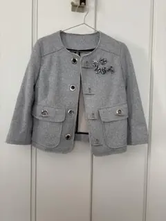 DOUBLE STANDARD CLOTHINGノーカラージャケット グレーのサムネイル