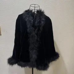 Frolina　黒いベルベット　カーディガン（ファー付き）