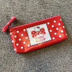 レトロHello Kitty 水玉模様 筆箱 リボン付き