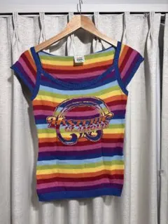 ヒステリックグラマー レインボーストライプ 半袖トップス