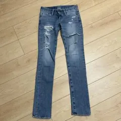 ✴︎moussy クラッシュデニムスキニー　23インチ✴︎