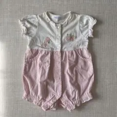 ファミリア　familiar ロンパース 60 半袖 刺繍 さくらんぼ ピンク