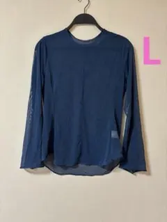 美品　UNIQLO ×マメクロゴウチ　シアークルーネックT 長袖　ブルー　L