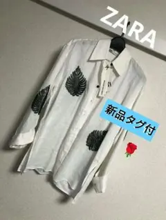 ♥新品タグ付【ZARA】シャツ　ホワイト　ビーズ　シースルー