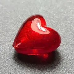 銀箔♡ガラスビーズ　ハート形　赤　ベネチアンビーズ？