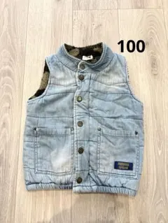 冬 裏ボア デニムベスト 100