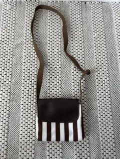 【ハンドメイド】ミニポシェット　ストライプ　ブラウン