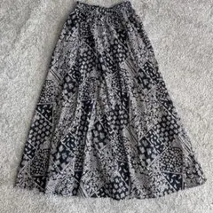 earth music&ecology インド綿 ロングスカート 紺 .1793