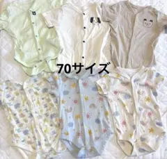 西松屋 半袖前開きロンパース 70サイズ 6点まとめ売り