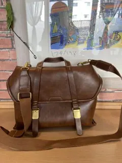 【美品】ブラウンレザーショルダーバッグ