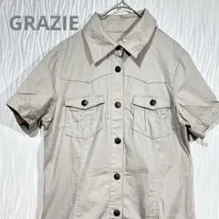GRAZIE グラッツィエ　ティアードシャツワンピース風ショートオール M
