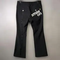 ルコックゴルフ レディース フレアパンツ 黒9号 SMILE　ON 刺繍ロゴ