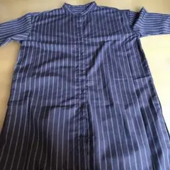 GU ブラウンとホワイトのストライプシャツワンピース M