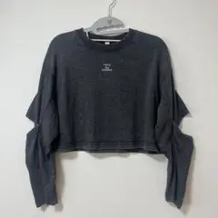 GU クロップドTシャツ M ダークグレー