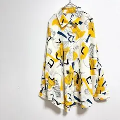 総柄 長袖 シャツ 派手【F】ビッグシルエット レトロ 風 ビンテージ風