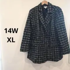 ON 34TH チェック柄ジャケット 14W XL ブラック　海外古着