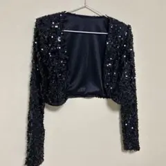 ダンス　パーティ　黒　スパン　ボレロジャケット