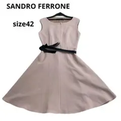 SANDRO FERRONE ノースリーブ ワンピース ピンク リボンベルト付きのサムネイル