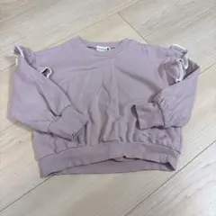 branshes くすみピンク　パイピング　肩フリル　トレーナー 100cm