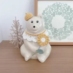 しろくま貯金箱◆春の黄色いお花コーデ　2点セット