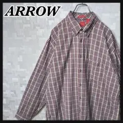 ARROW アロー 長袖 シャツ XL ボタンダウン チェック 綿100% 古着のサムネイル