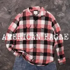 AMERICAN EAGLE ネルシャツ チェック　ブラック　ピンク　ホワイト