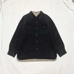 【Aquascutum】90s裏地チェック柄オーバーサイズウールシャツジャケット
