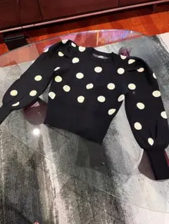 ロカビリー 50'sパフスリープ水玉模様ニットセーター