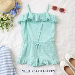 【美品】ポロラルフローレン フリル オールインワン 160 ミント コットン