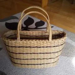 手作り クラフト紙紐手提げ籠 ・買い物籠 ・ かごバッグ